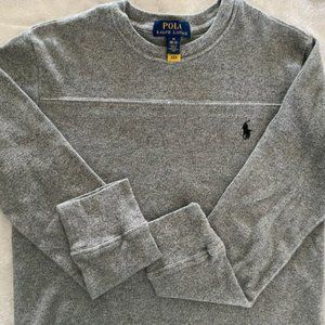 RALPH LAUREN Polo Boys Grey Sweater Pull Over Size Medium 10-12 Lightweight